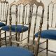 Ensemble de 6 chaises Chiavarine des années 1950 en laiton et tissu.
