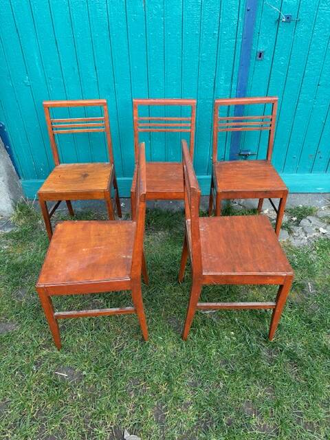 Set of 5 René Gabriel wooden chairs