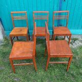 Set of 5 René Gabriel wooden chairs