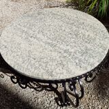 Marble and wrought iron coffee table