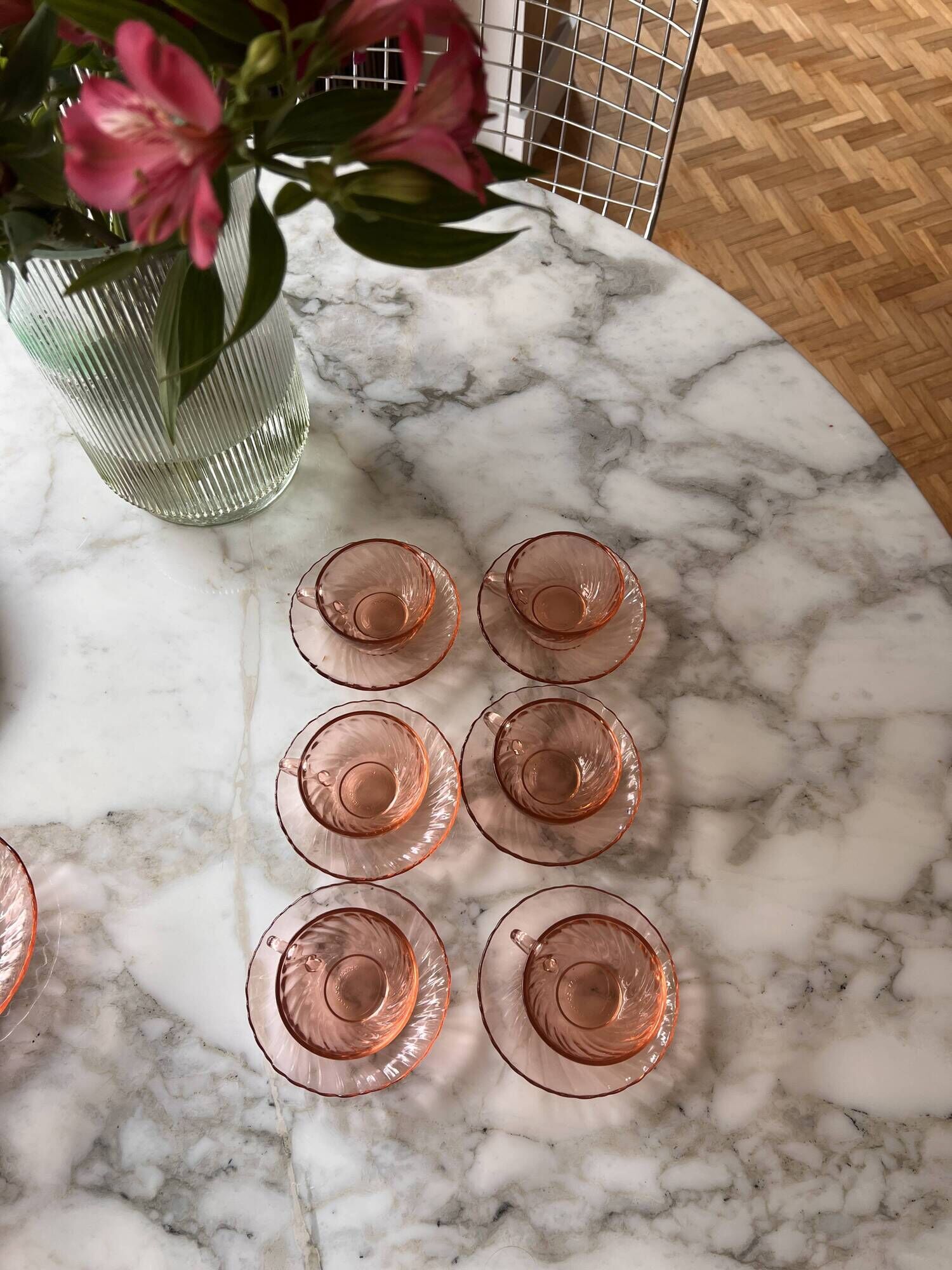 Arcoroc rose cup service 6