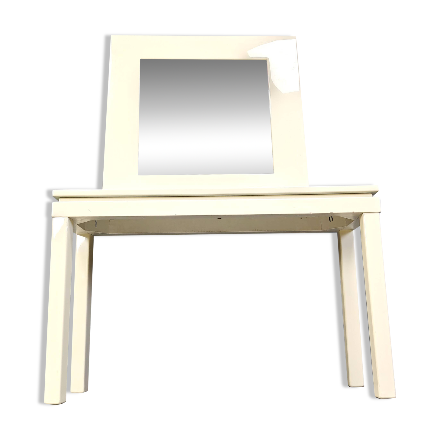 Console française vintage en bois laqué avec miroir, années 1980