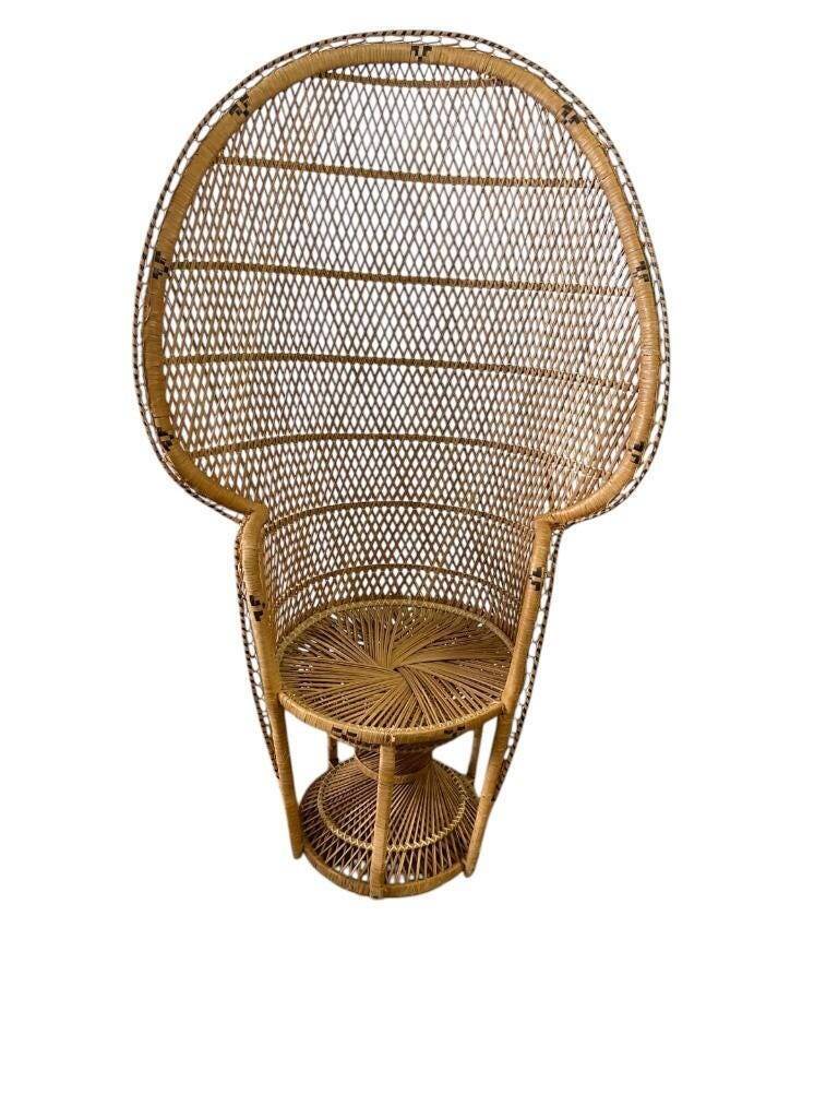 Emmanuelle Vintage Wicker Peacock Lounge Chair