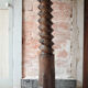 Vintage turned wooden press screw column