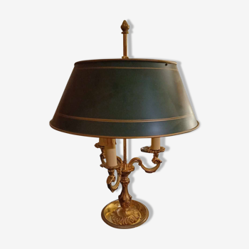 Lampe Bouillotte style restauration, en bronze, trois bras de lumiere