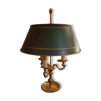 Lampe Bouillotte style restauration, en bronze, trois bras de lumiere