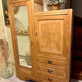 Asymmetrical raw wood wardrobe