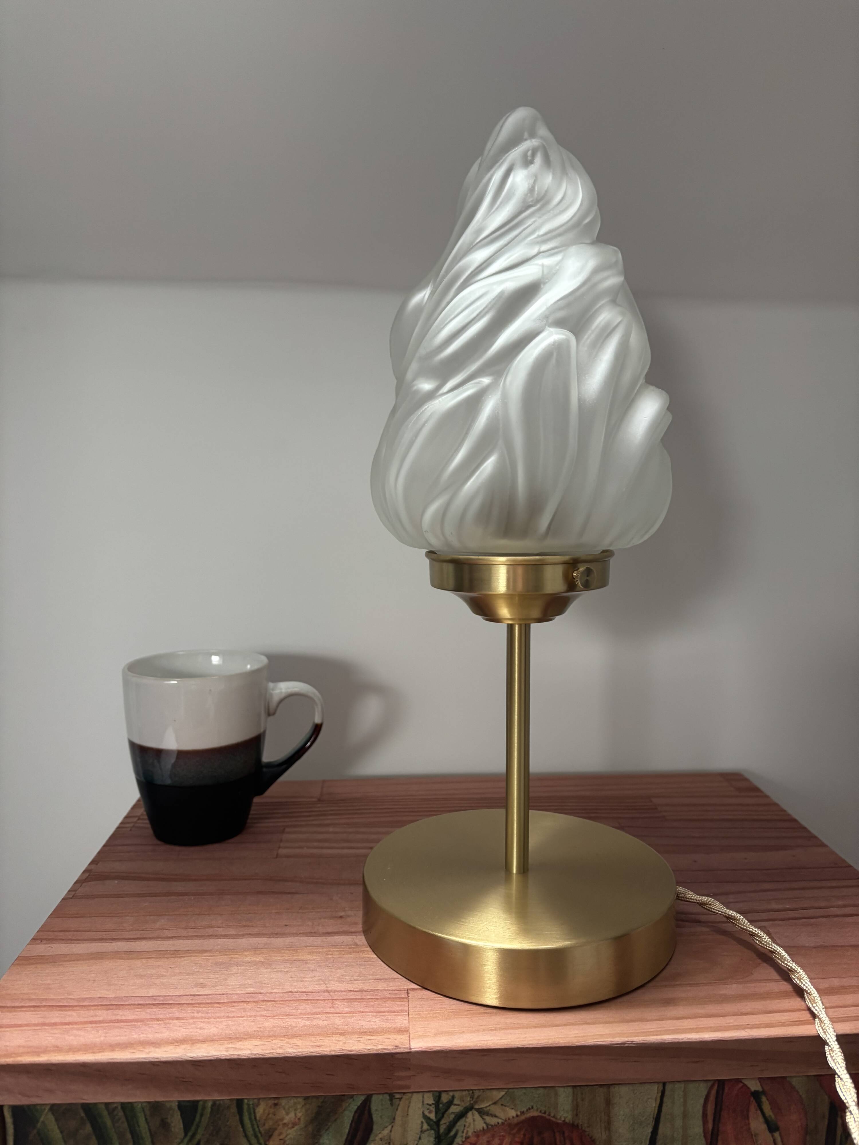 Art Deco flame glass globe lamp