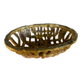 Vintage woven ceramic basket / empty pocket 19 / 25 cm