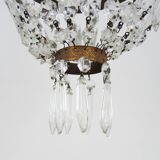 Antique Italian hot air balloon chandelier, glass pendants. Chandelier with pendants. 1970s
