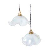 Paire de lampes baladeuses avec globe en opaline