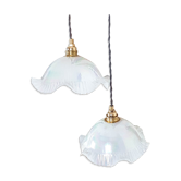 Pair of walking lamps with opaline globe