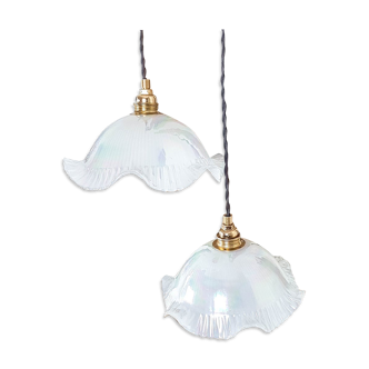Paire de lampes baladeuses avec globe en opaline