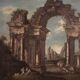 Peinture capriccio architecturale italienne du 20e siècle