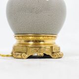 Cracked celadon porcelain lamp with gilded bronze, circa 1880