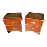 Pair of English military campaign bedside tables