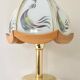Lampe en verre, bois et métal doré