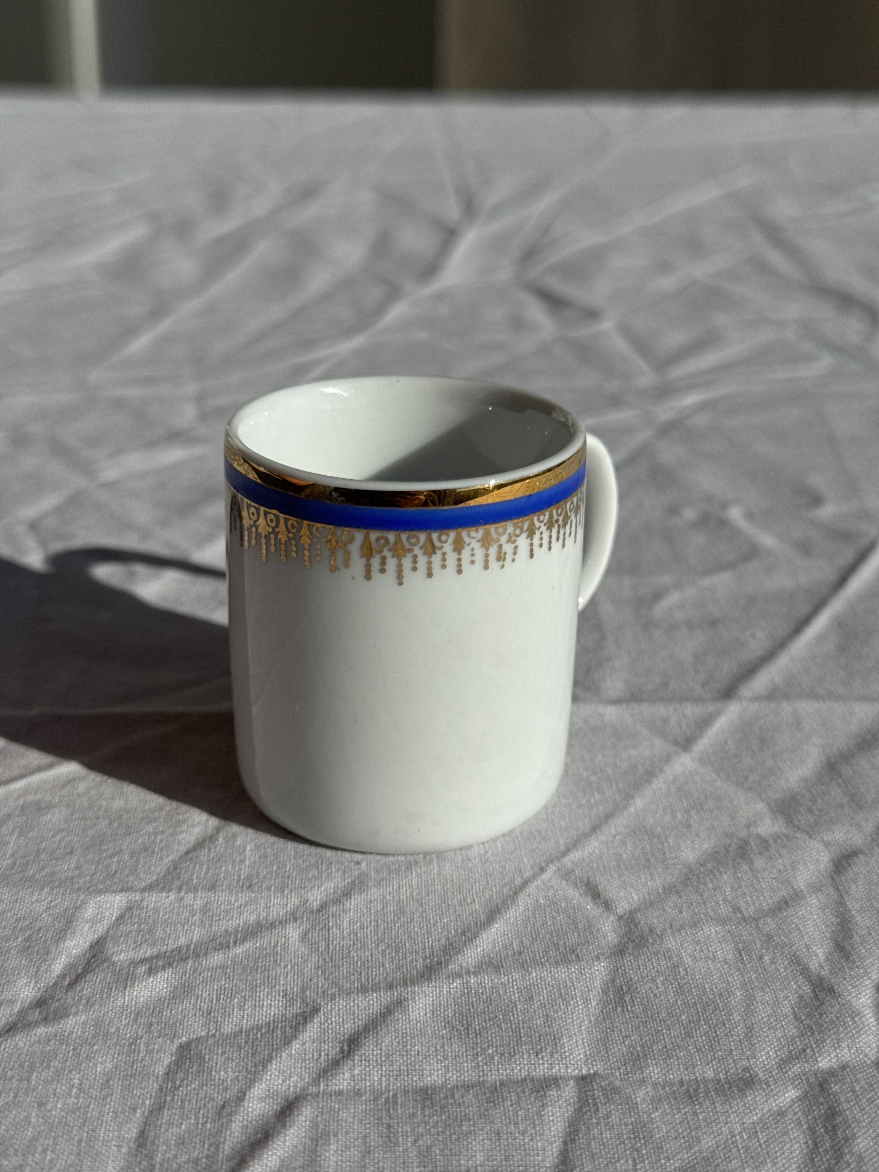 Set of 6 small espresso cups Germer Porcelain, made in Brazil.