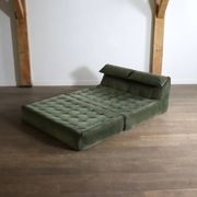 Le bambole bed in green velvet By Mario Bellini for B&B Italia, 1970s
