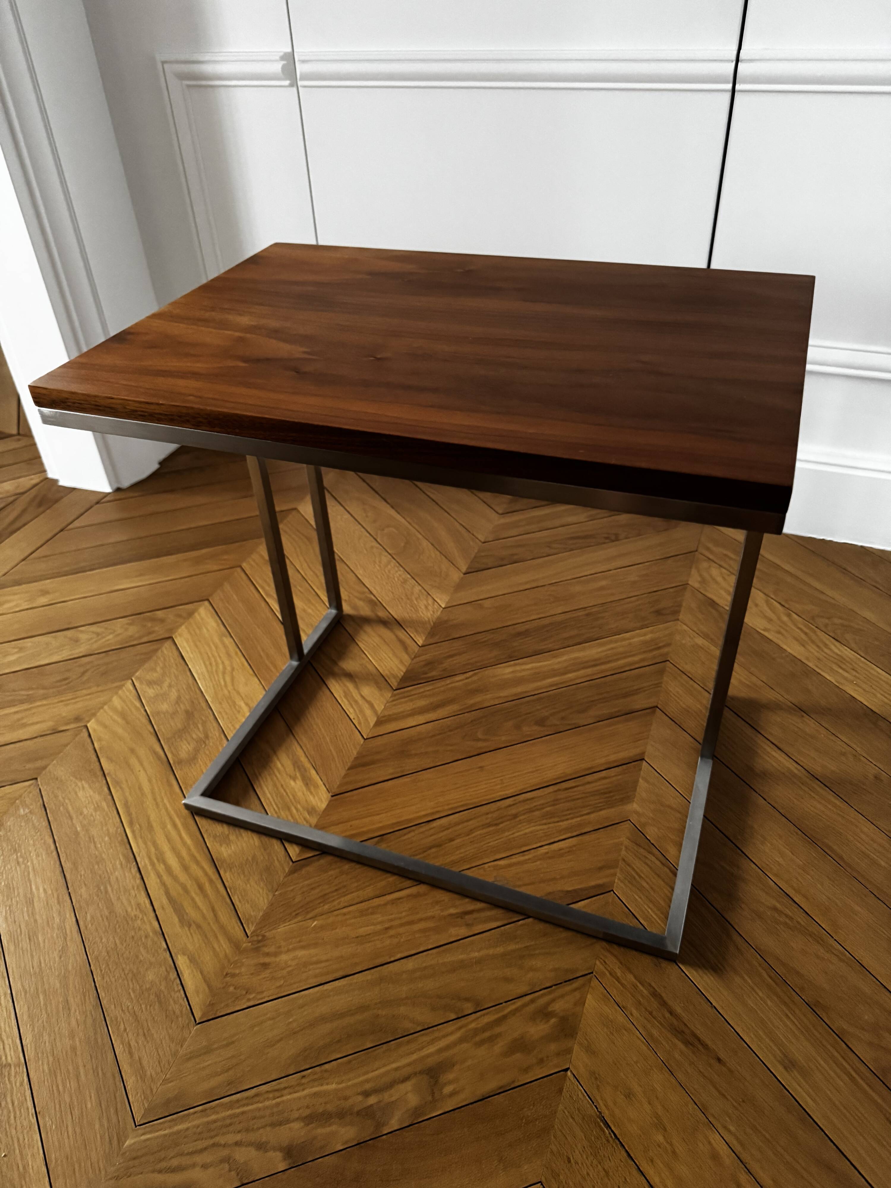 Art Deco wood and metal side table