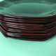 Lot of 12 black and red plates 80s of the style arcoroc collection octime
