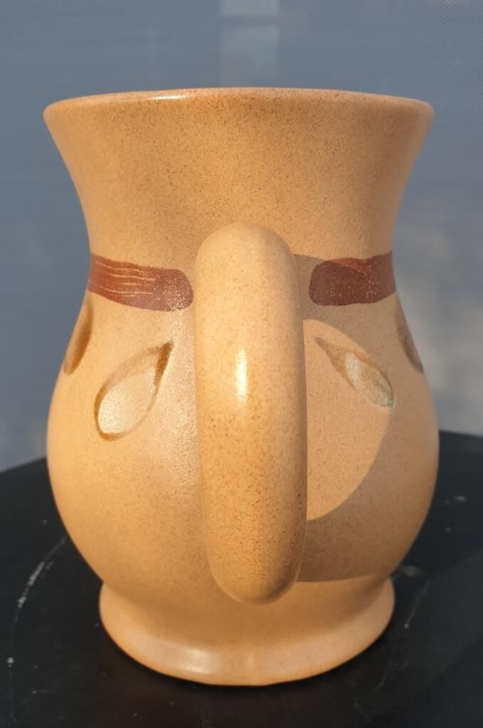 Sandstone pitcher decorated hand Nadège de Sarreguemines 1970