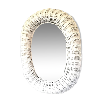 Wicker mirror painted white