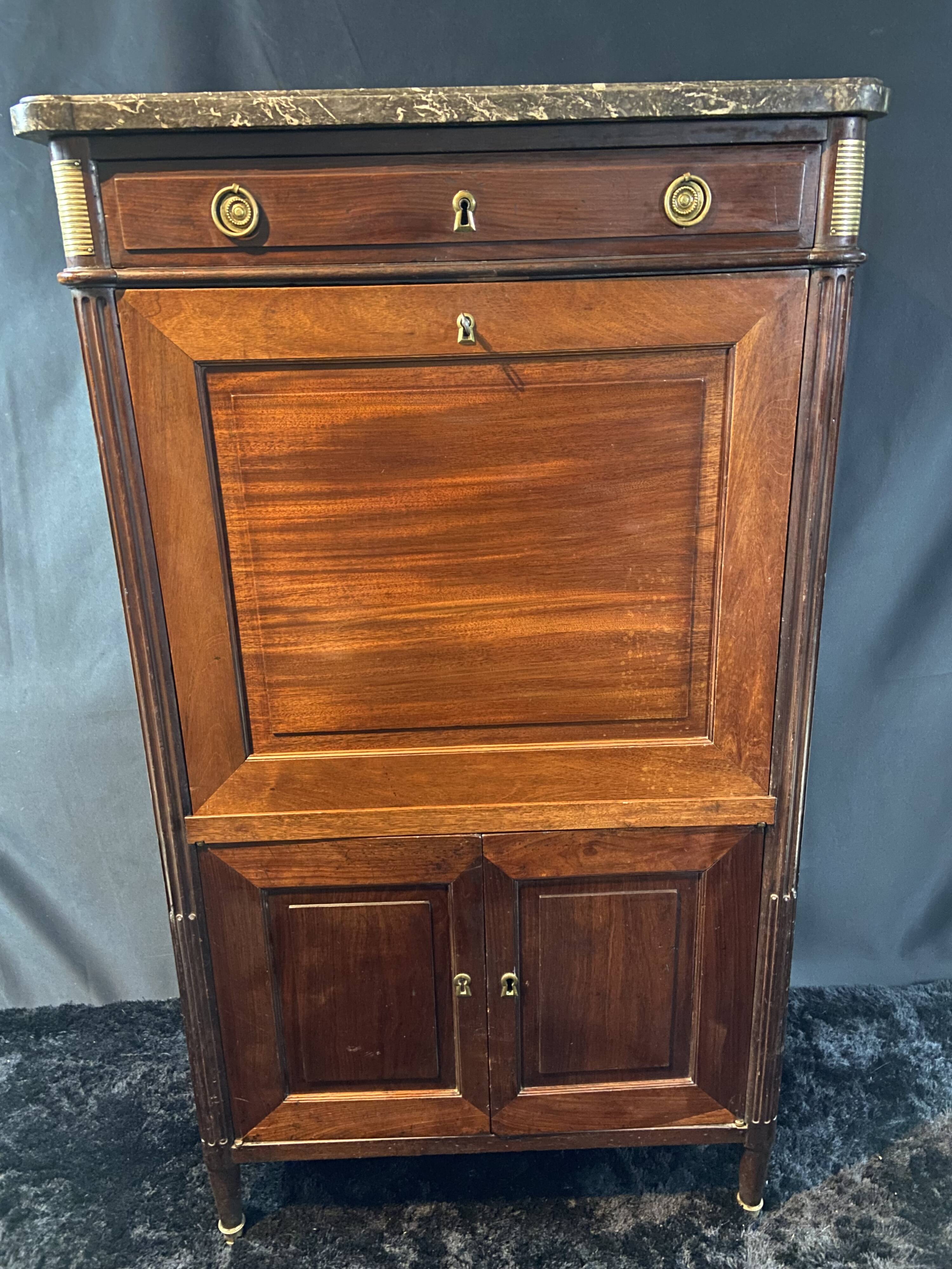 18th-century solid mahogany Louis XVI secretary