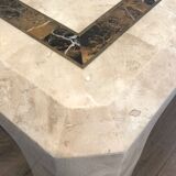 Coffee table made of marble plates with inlay of a brass net. French Work