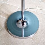 Modernist floor lamp in chromed metal and white satin glass, 1960s