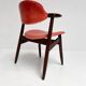 Red colored leather cowhorn chair, 1970s