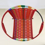 Vintage children's armchair in metal and multicolored braided wire from Togo