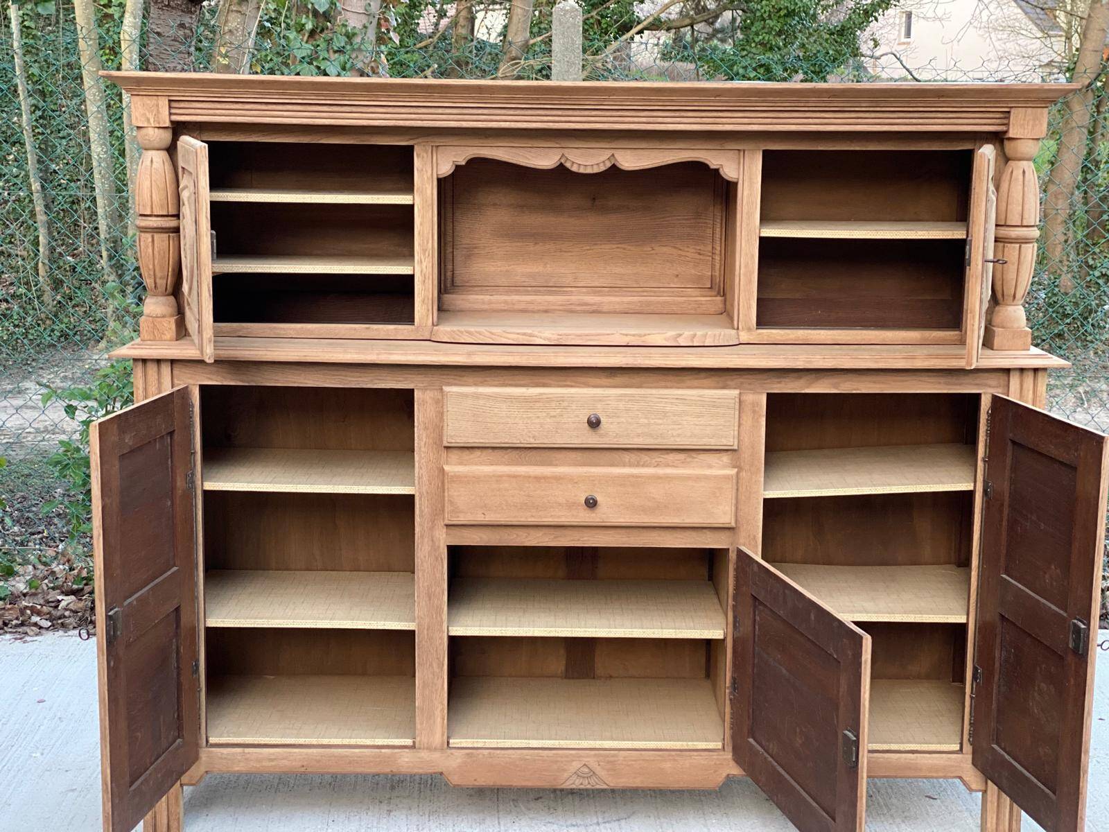 2-part Breton sideboard renovated in solid raw oak 200cm