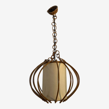 Vintage chandelier, rattan pendant lamp design 1960