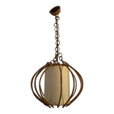 Lustre vintage suspension en rotin design 1960