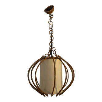 Vintage chandelier, rattan pendant lamp design 1960