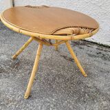 Round rattan coffee table 1960