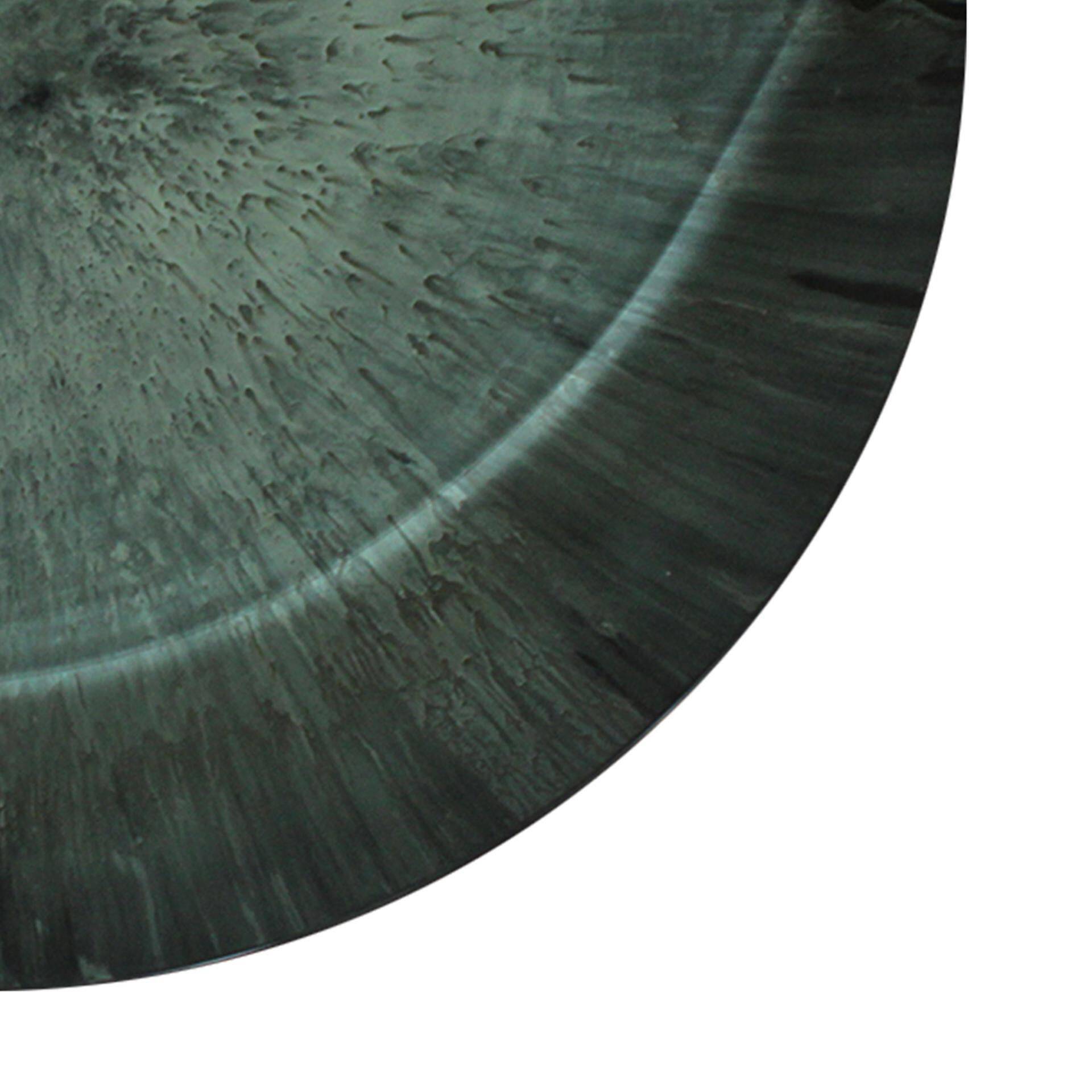 Modern Sculptural Concave Blue Glass Round French Mirror, Unique Piece