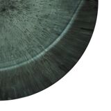 Modern Sculptural Concave Blue Glass Round French Mirror, Unique Piece