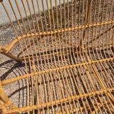 Rattan lounge two armchairs and a vintage bench 1950s