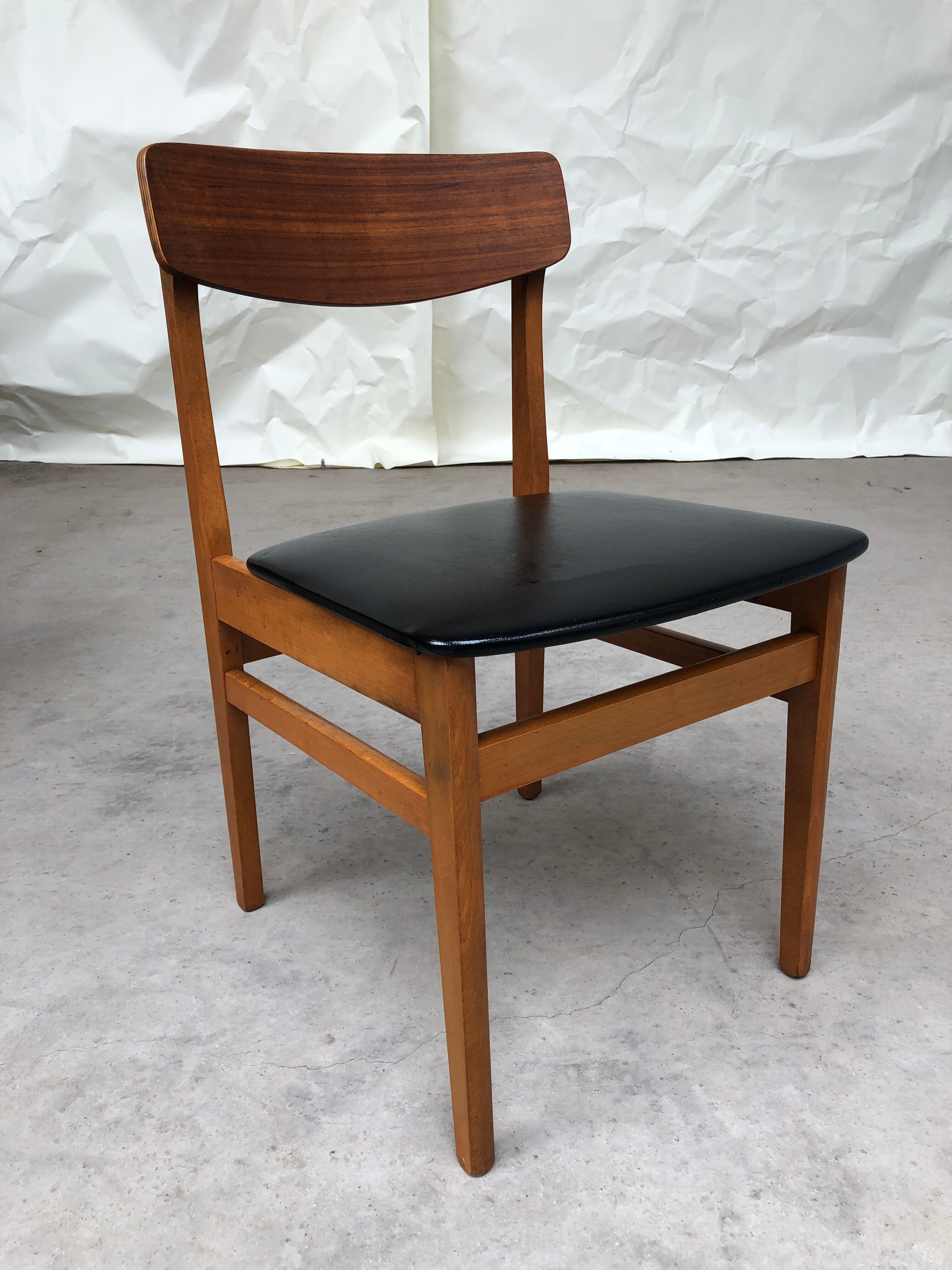Vintage set of 4 mid century teak dining chairs scandinavian 60s 70s retro danish