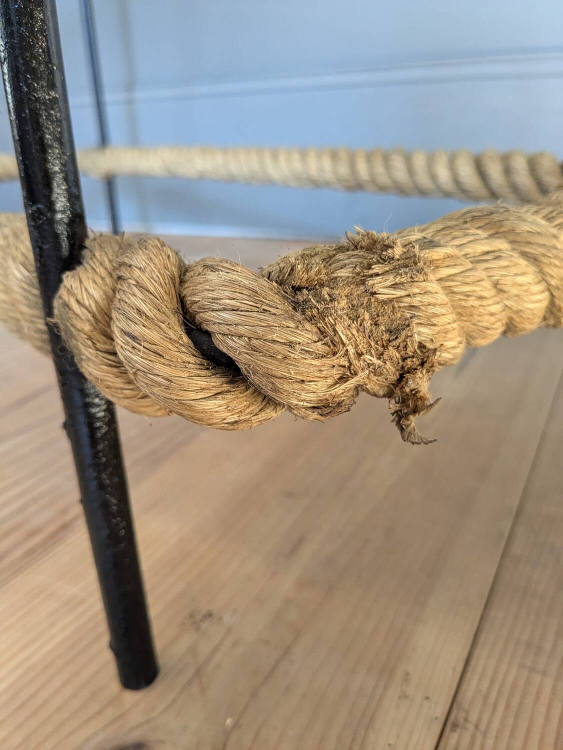 50s metal and rope coffee table