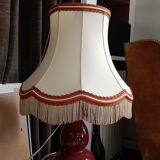 2 lampes pieds céramique rouge avec abas-jour pagode