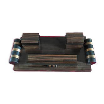 Old inkwell-writing in wood and copper metal