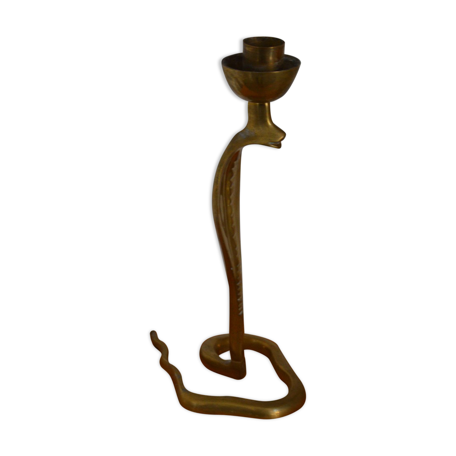 Cobra brass candlestick