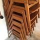 Set of 6 vintage wooden stackable chairs compass legs Germany 1960's