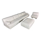 Leather 5-seater sofa "Fiandra" by Vico Magistretti for Cassina, 1970, Italy