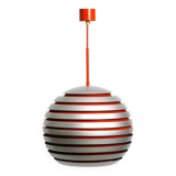 1960s spherical Space Age ceiling lamp with slats made of heavy metal