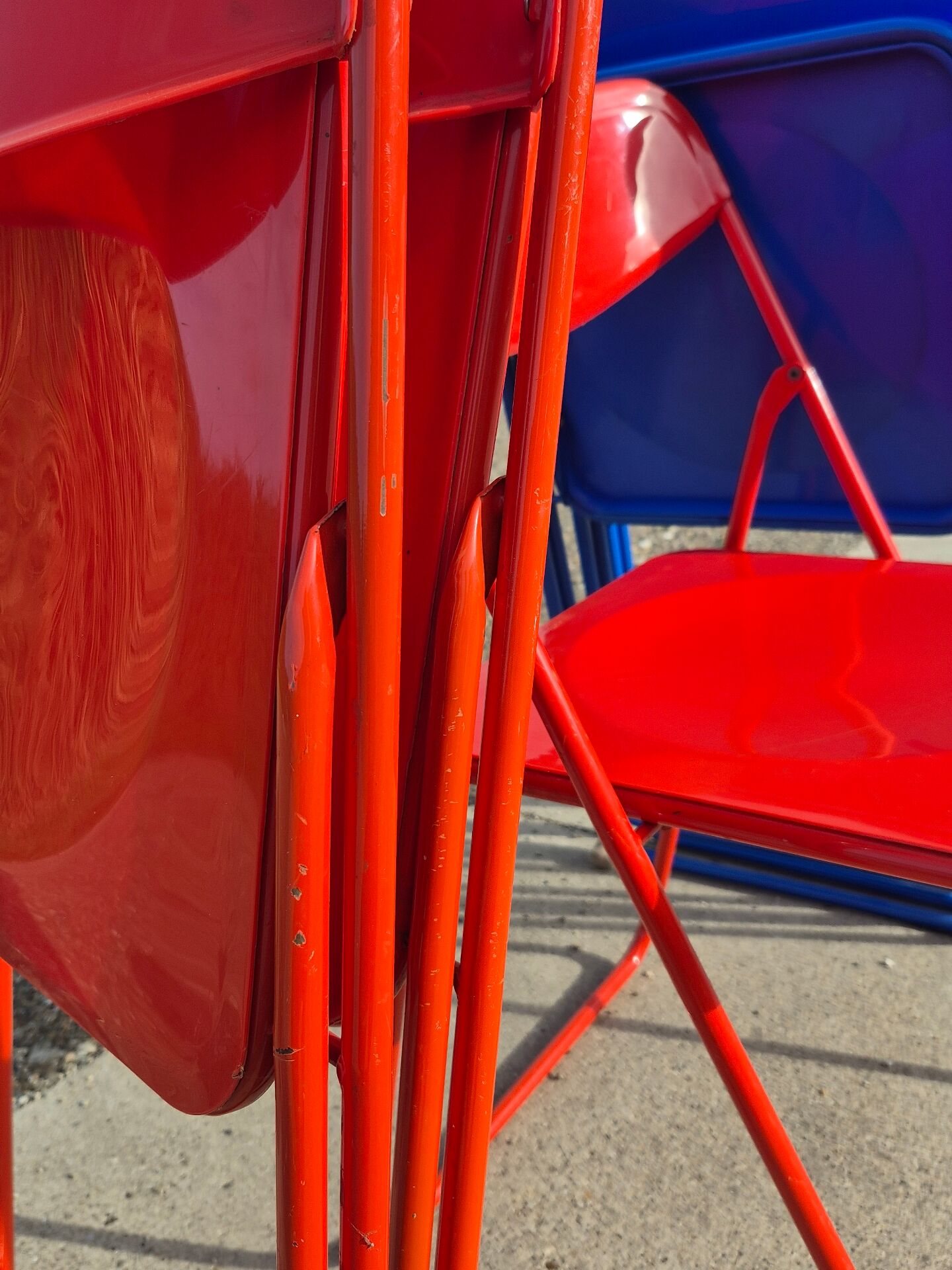 Set 5 vintage TED folding chairs IKEA red 1980s Nield Gammelgaard