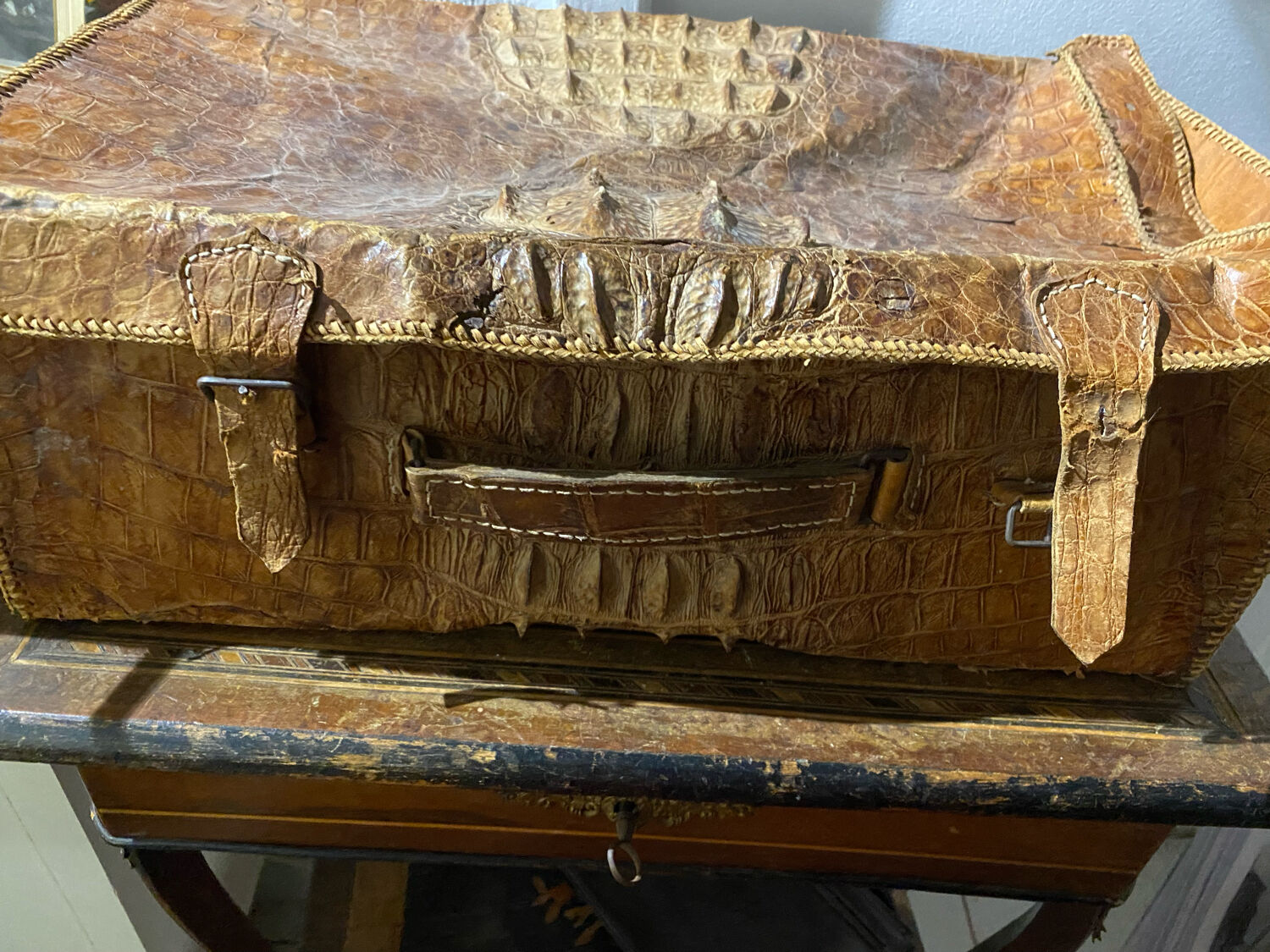 Vintage crocodile suitcase 50s